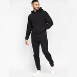 Basic Black Winter Casual Hooded Tracksuit